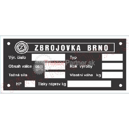 Výrobný štítok - Zetor 15 - Zetor 15